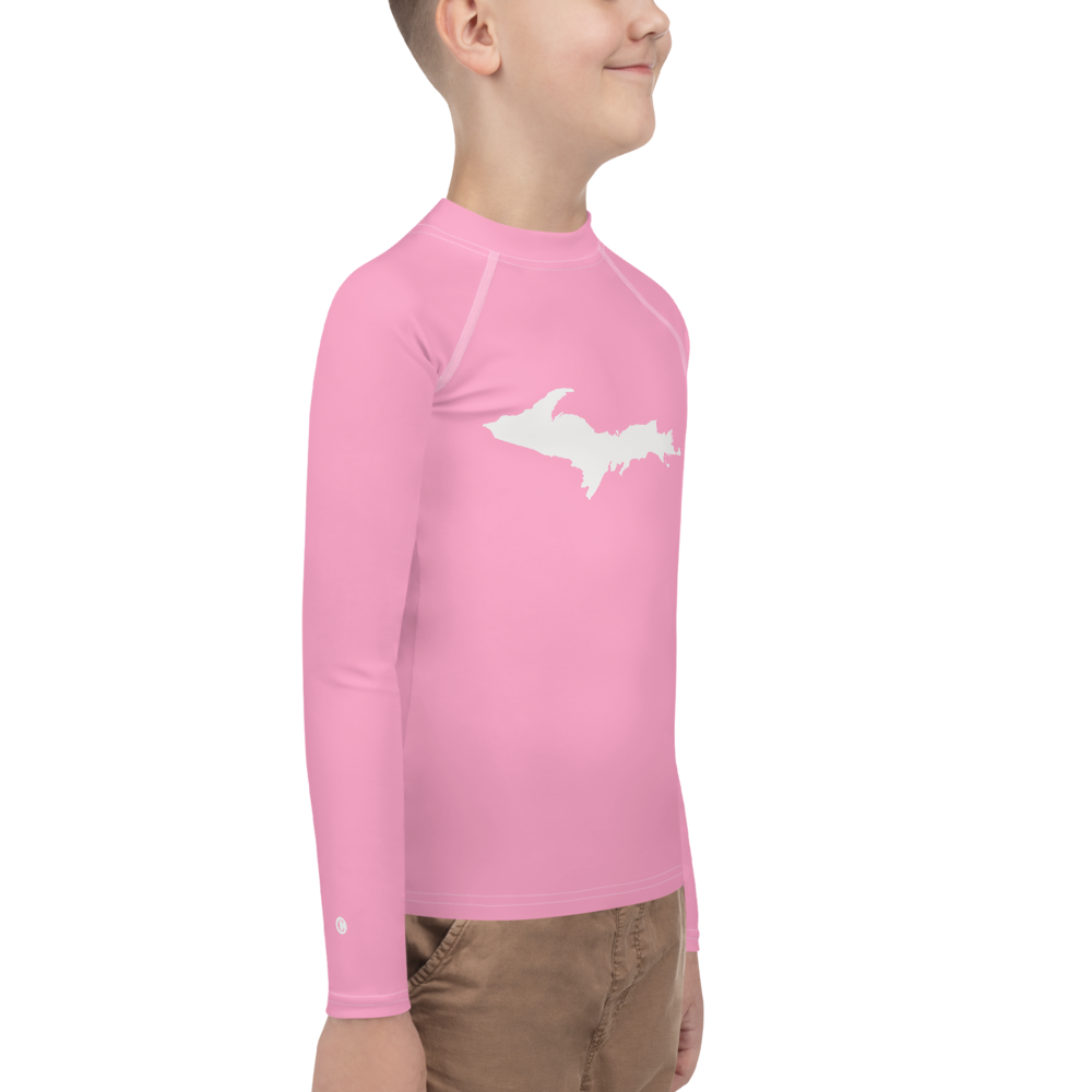 Michigan Upper Peninsula Rash Guard (w/ UP Outline) | Youth - '67 Caddie Pink