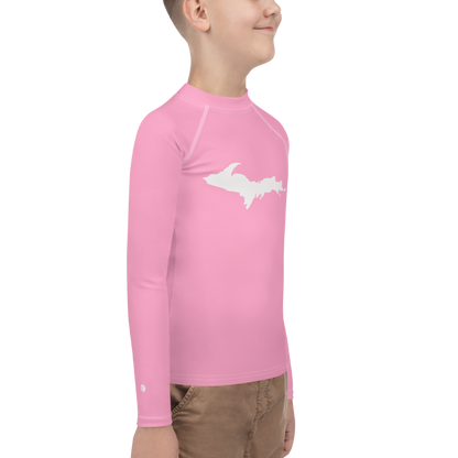 Michigan Upper Peninsula Rash Guard (w/ UP Outline) | Youth - '67 Caddie Pink