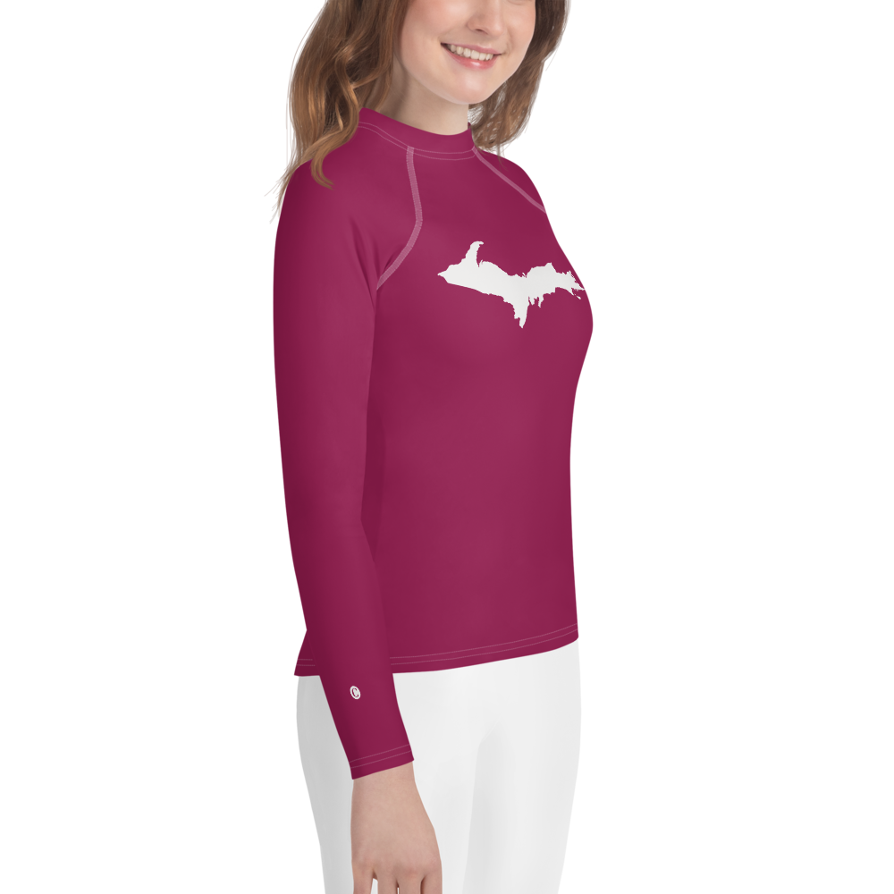 Michigan Upper Peninsula Rash Guard (w/ UP Outline) | Youth - Ruby Red