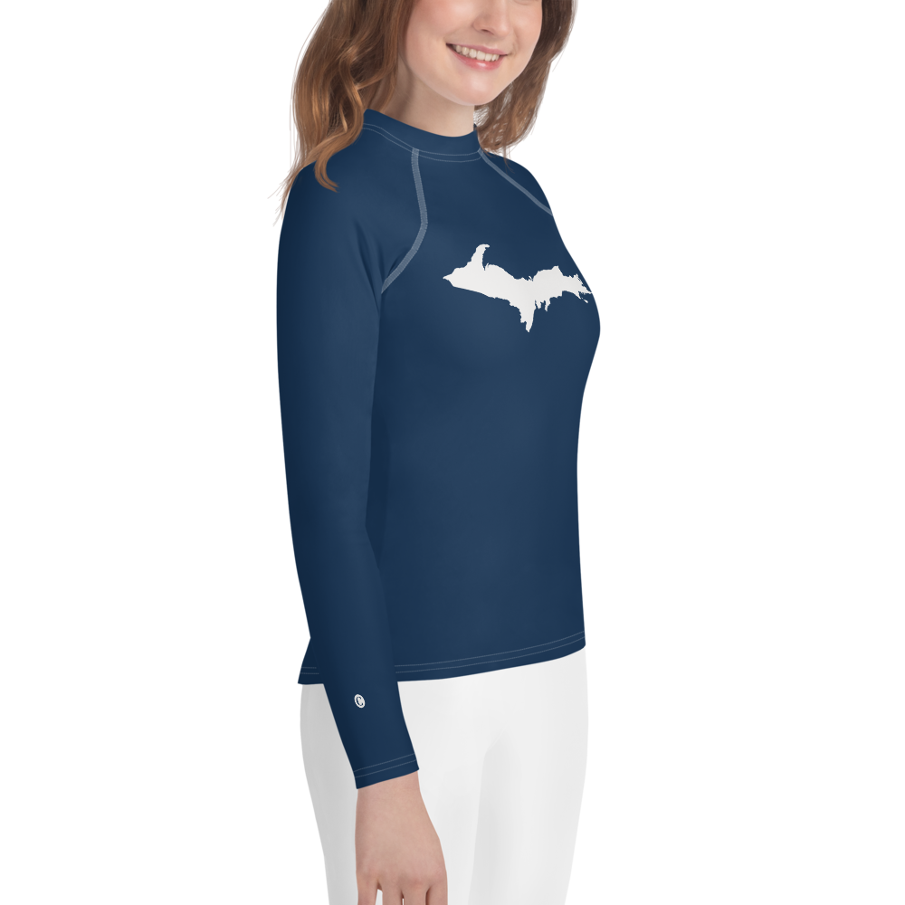 Michigan Upper Peninsula Rash Guard (w/ UP Outline) | Youth - Navy