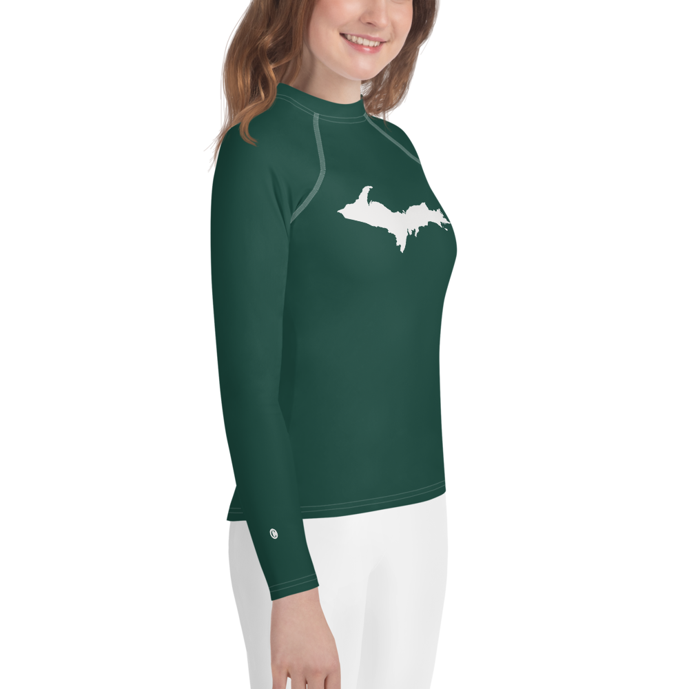 Michigan Upper Peninsula Rash Guard (w/ UP Outline) | Youth - Laconic Green