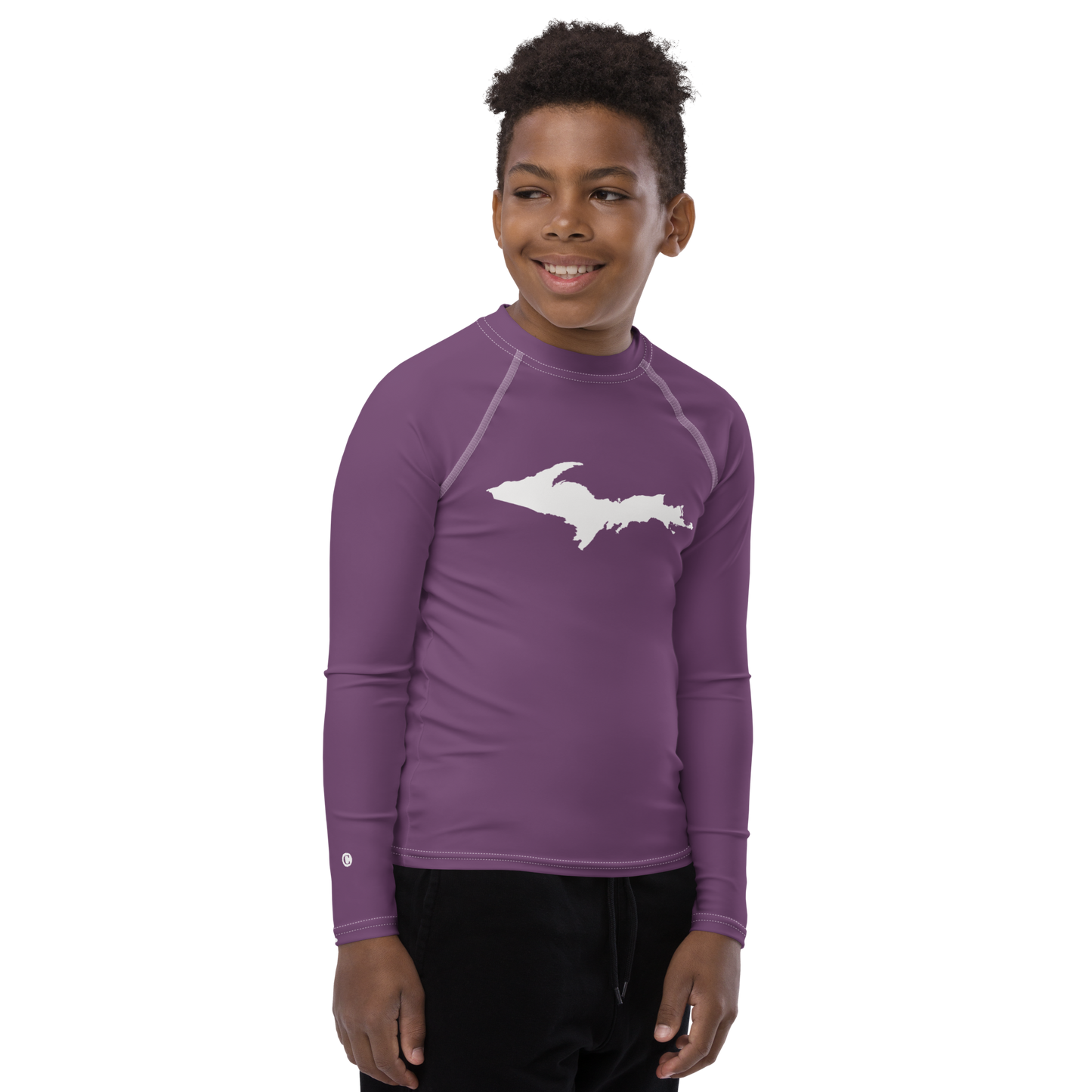 Michigan Upper Peninsula Rash Guard (w/ UP Outline) | Youth - Plum