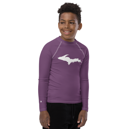 Michigan Upper Peninsula Rash Guard (w/ UP Outline) | Youth - Plum