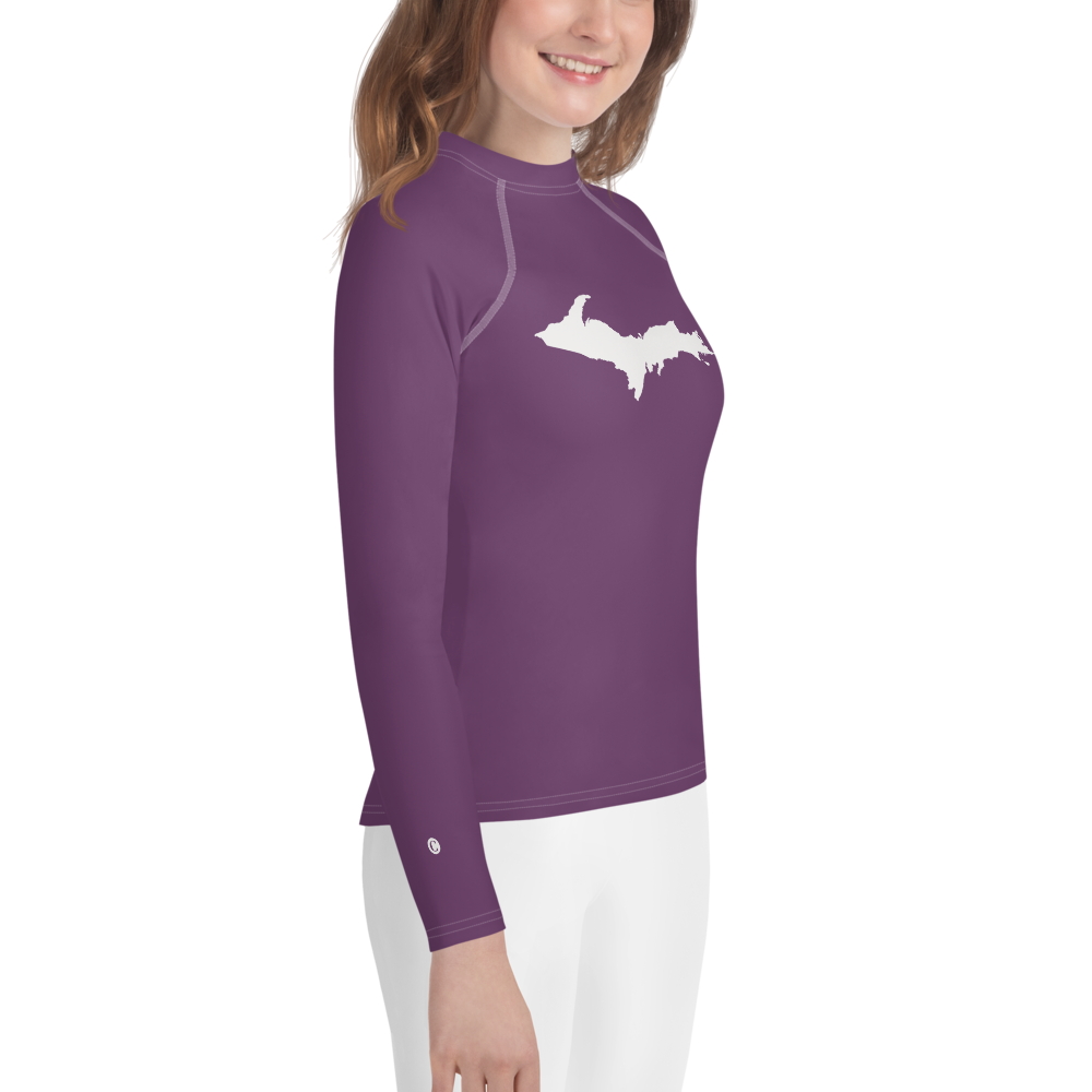 Michigan Upper Peninsula Rash Guard (w/ UP Outline) | Youth - Plum