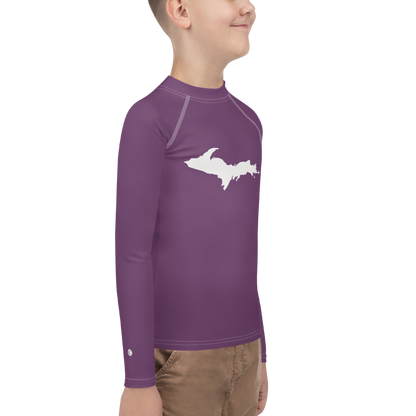 Michigan Upper Peninsula Rash Guard (w/ UP Outline) | Youth - Plum