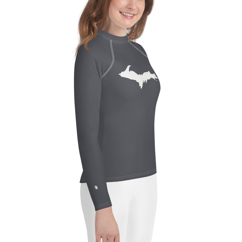 Michigan Upper Peninsula Rash Guard (w/ UP Outline) | Youth - Iron Ore Grey