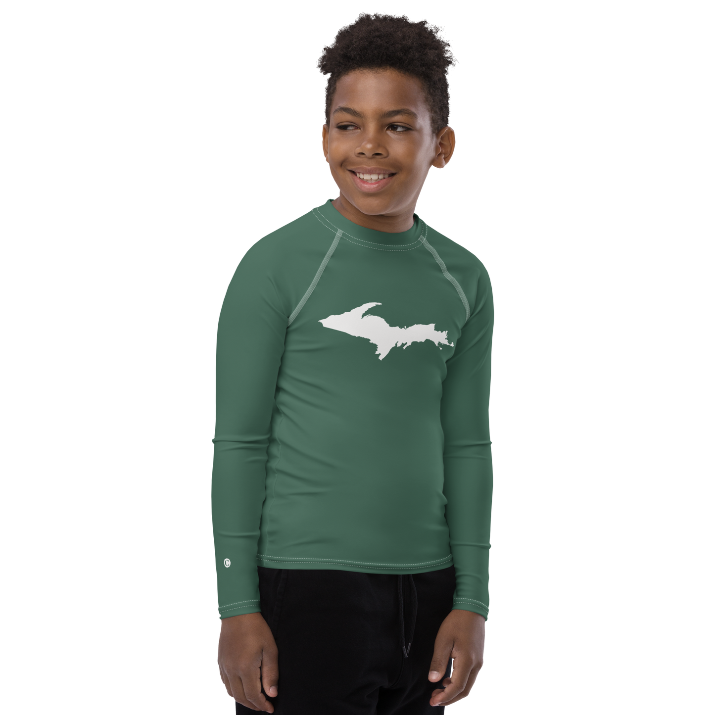 Michigan Upper Peninsula Rash Guard (w/ UP Outline) | Youth - Ginger Ale Green