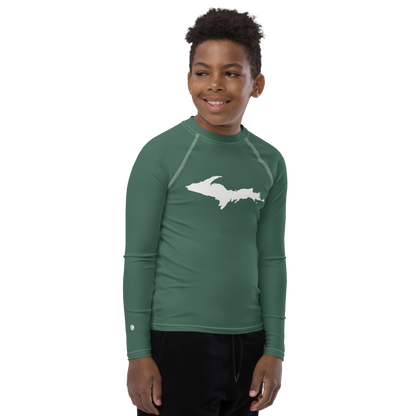 Michigan Upper Peninsula Rash Guard (w/ UP Outline) | Youth - Ginger Ale Green