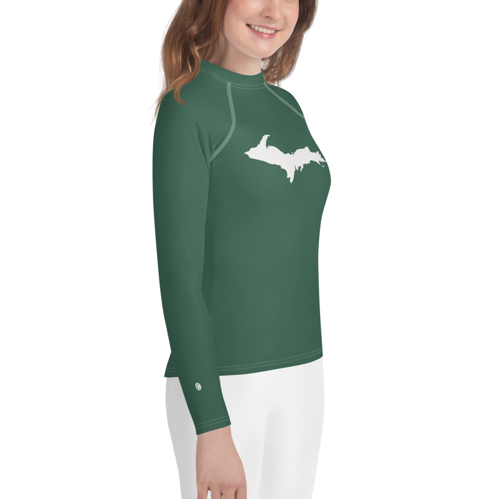 Michigan Upper Peninsula Rash Guard (w/ UP Outline) | Youth - Ginger Ale Green