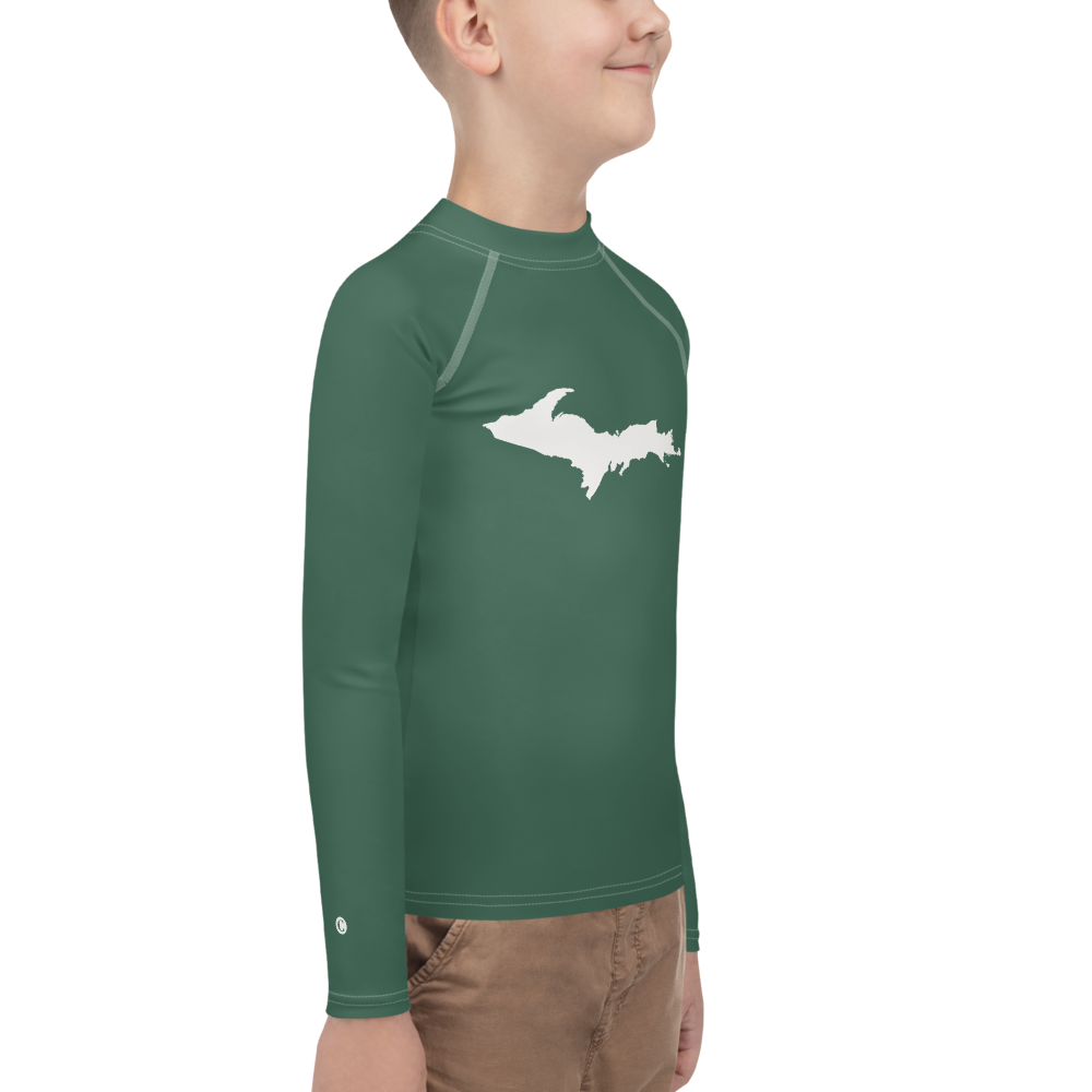 Michigan Upper Peninsula Rash Guard (w/ UP Outline) | Youth - Ginger Ale Green