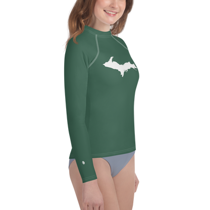 Michigan Upper Peninsula Rash Guard (w/ UP Outline) | Youth - Ginger Ale Green