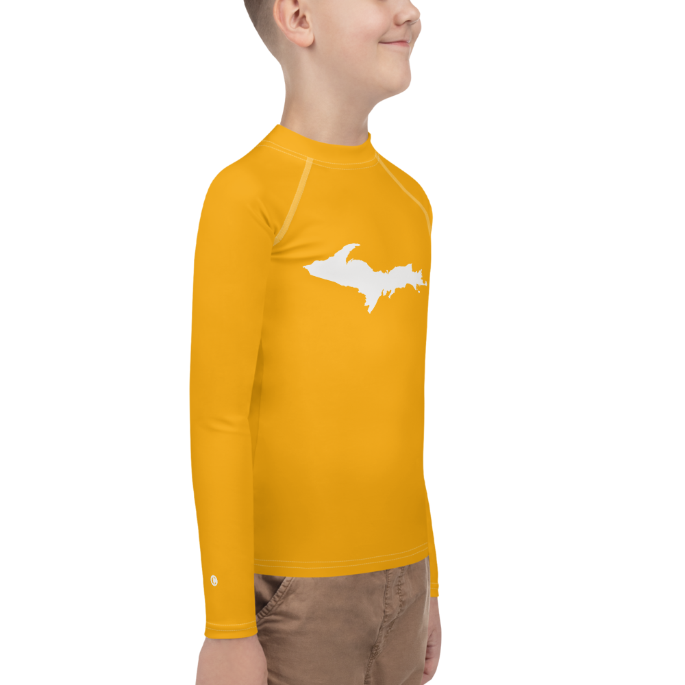 Michigan Upper Peninsula Rash Guard (w/ UP Outline) | Youth - Azure