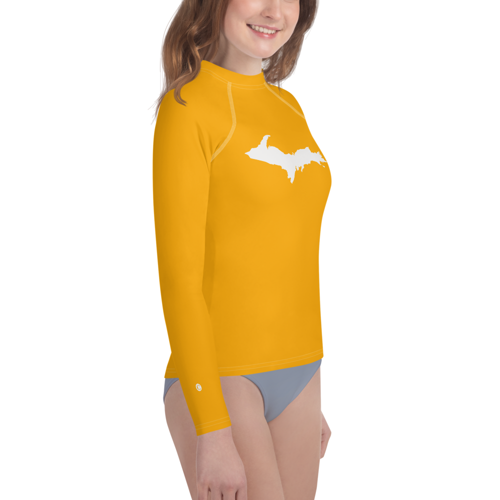 Michigan Upper Peninsula Rash Guard (w/ UP Outline) | Youth - Azure