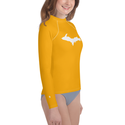 Michigan Upper Peninsula Rash Guard (w/ UP Outline) | Youth - Azure