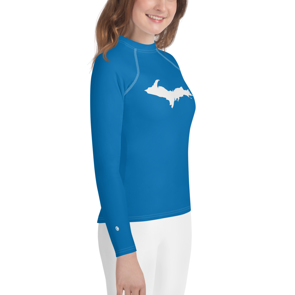 Michigan Upper Peninsula Rash Guard (w/ UP Outline) | Youth - Azure