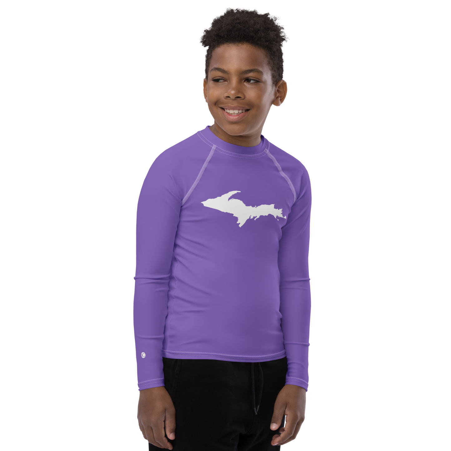 Michigan Upper Peninsula Rash Guard (w/ UP Outline) | Youth - Lake Iris