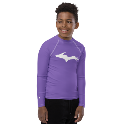 Michigan Upper Peninsula Rash Guard (w/ UP Outline) | Youth - Lake Iris