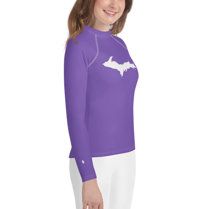 Michigan Upper Peninsula Rash Guard (w/ UP Outline) | Youth - Lake Iris