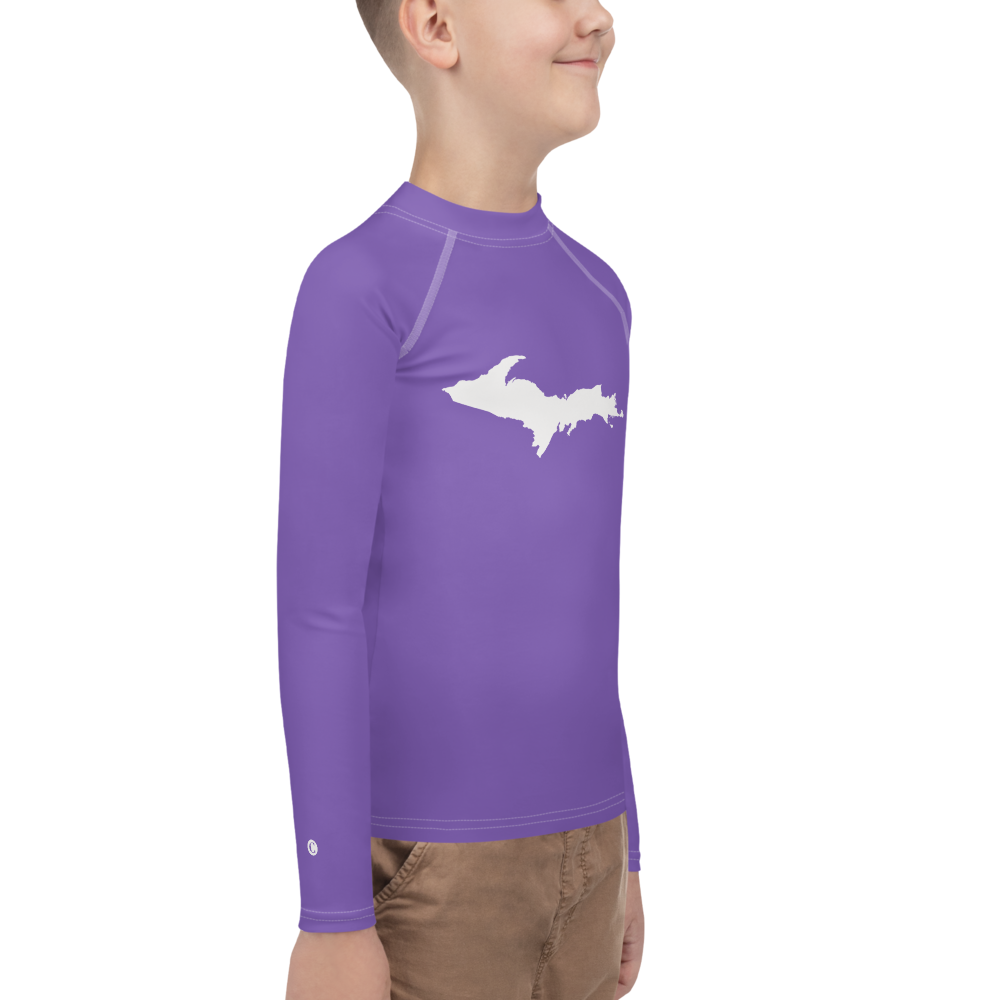 Michigan Upper Peninsula Rash Guard (w/ UP Outline) | Youth - Lake Iris