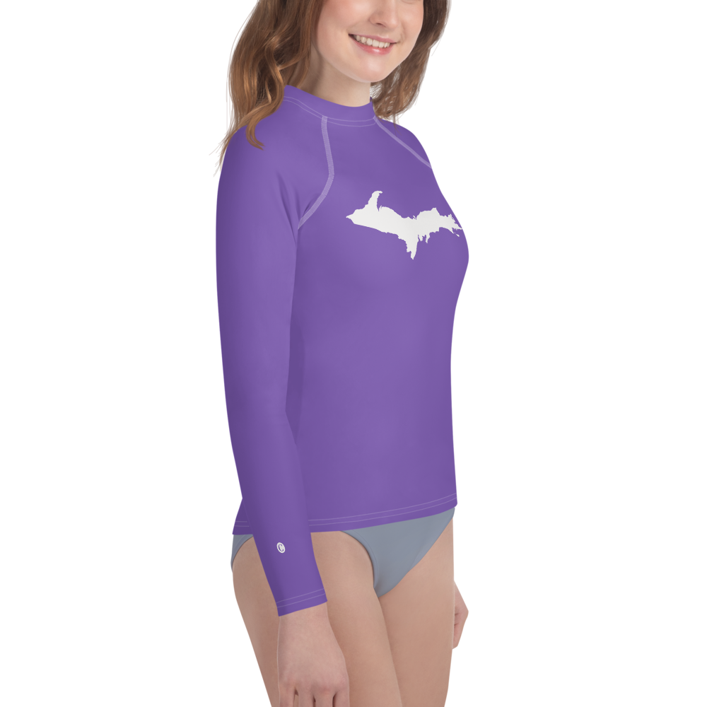 Michigan Upper Peninsula Rash Guard (w/ UP Outline) | Youth - Lake Iris