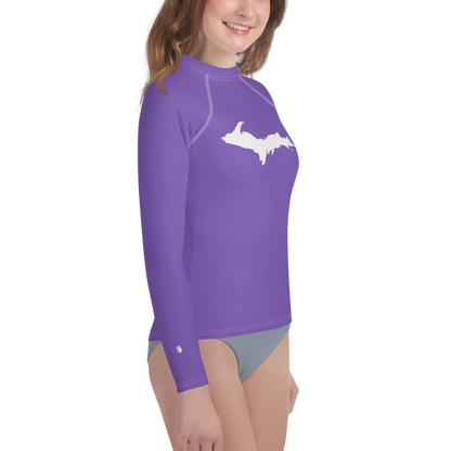 Michigan Upper Peninsula Rash Guard (w/ UP Outline) | Youth - Lake Iris