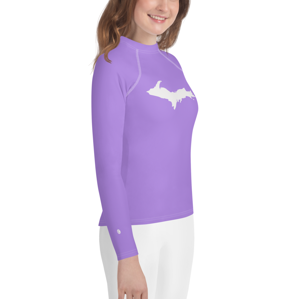 Michigan Upper Peninsula Rash Guard (w/ UP Outline) | Youth - Lavender