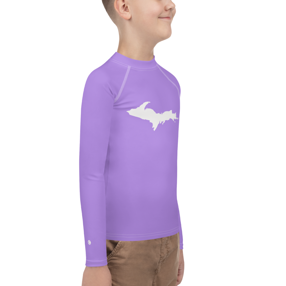 Michigan Upper Peninsula Rash Guard (w/ UP Outline) | Youth - Lavender