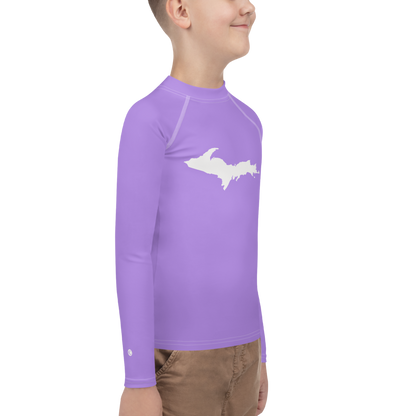 Michigan Upper Peninsula Rash Guard (w/ UP Outline) | Youth - Lavender