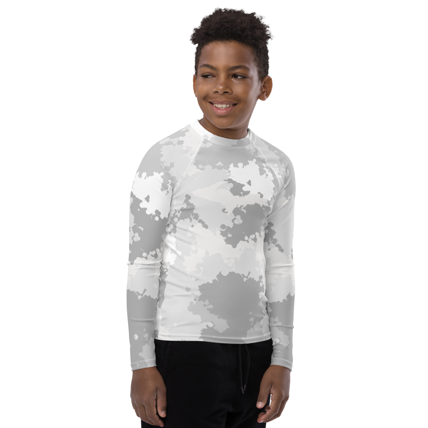 Michigan Upper Peninsula Rash Guard (w/ UP Outline) | Youth - Snow Camo