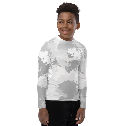 Michigan Upper Peninsula Rash Guard (w/ UP Outline) | Youth - Snow Camo