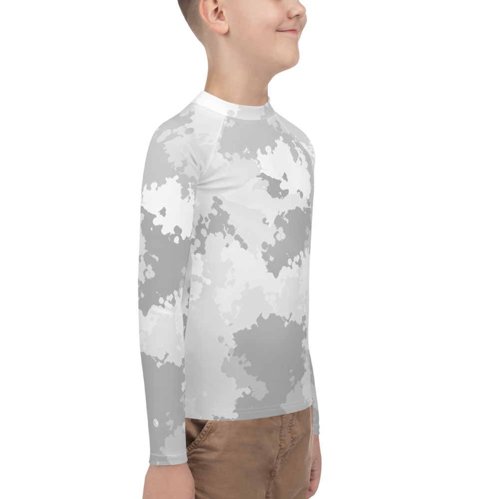 Michigan Upper Peninsula Rash Guard (w/ UP Outline) | Youth - Snow Camo