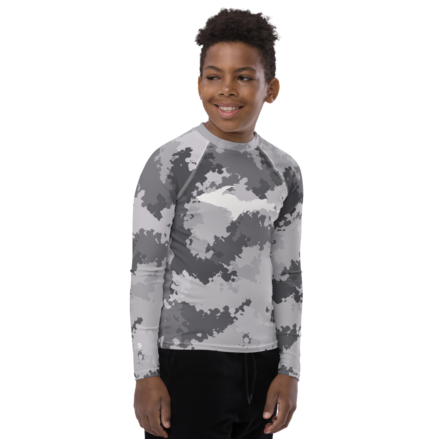 Michigan Upper Peninsula Rash Guard (w/ UP Outline) | Youth - Iron Ore Camo