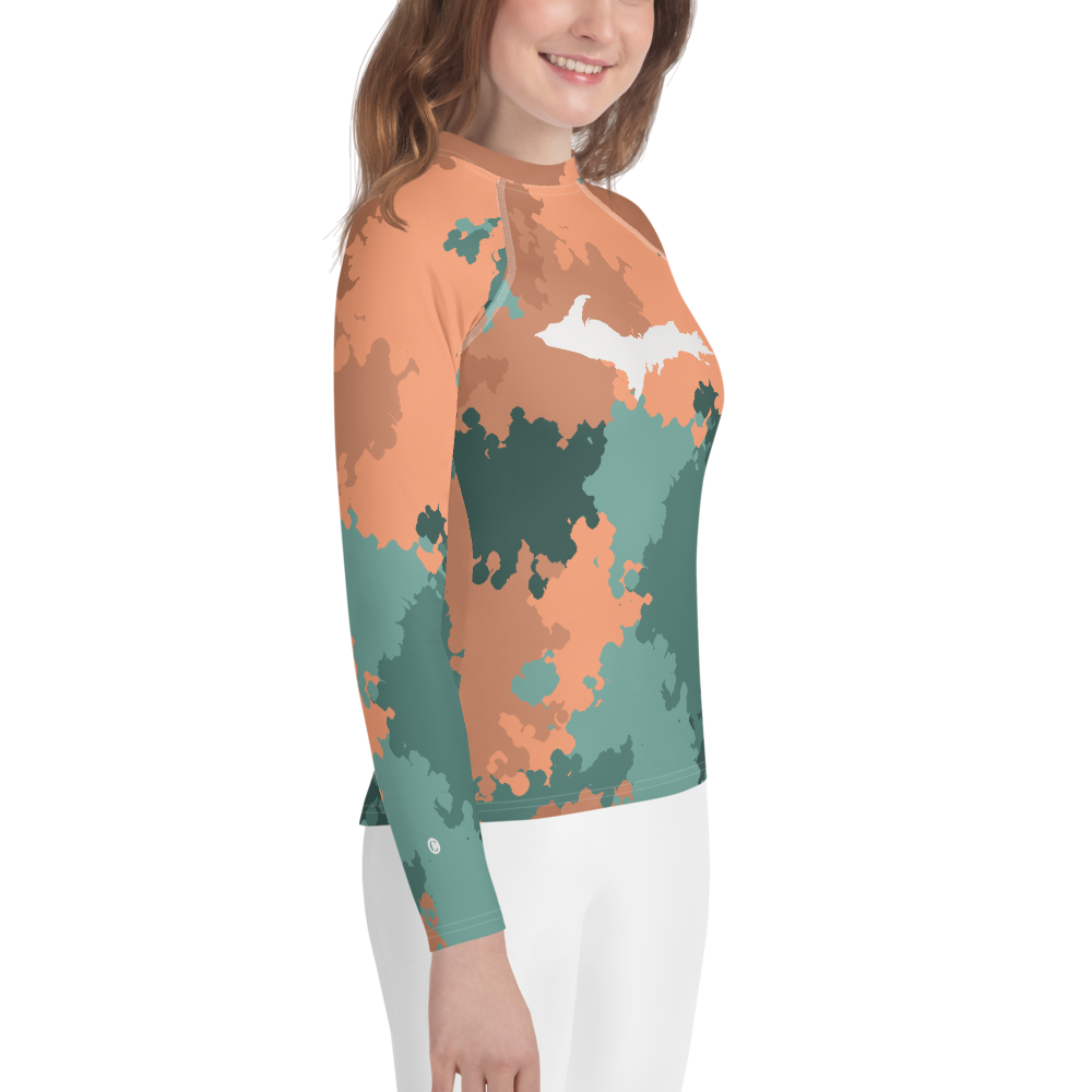 Michigan Upper Peninsula Rash Guard (w/ UP Outline) | Youth - Copper Country Camo