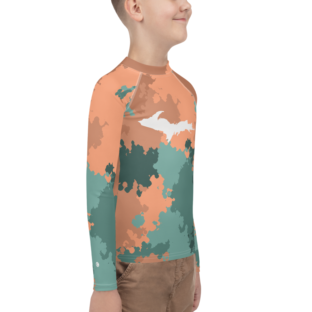 Michigan Upper Peninsula Rash Guard (w/ UP Outline) | Youth - Copper Country Camo