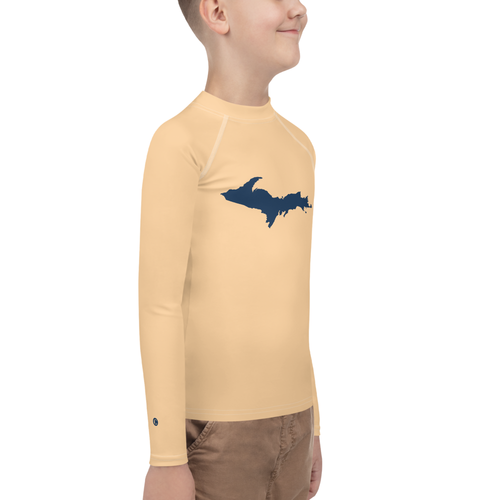 Michigan Upper Peninsula Rash Guard (w/ UP Outline) | Youth - Pale Apricot