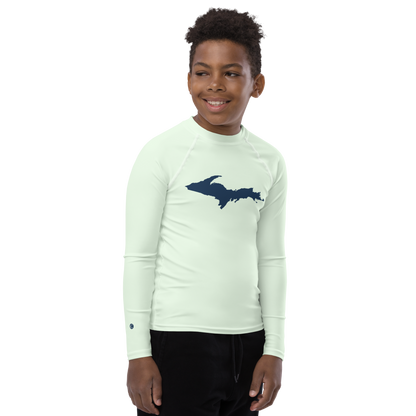 Michigan Upper Peninsula Rash Guard (w/ UP Outline) | Youth - Dew Green