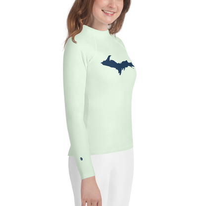 Michigan Upper Peninsula Rash Guard (w/ UP Outline) | Youth - Dew Green