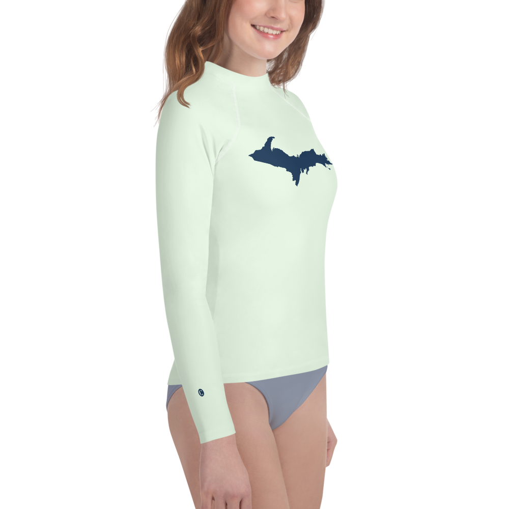 Michigan Upper Peninsula Rash Guard (w/ UP Outline) | Youth - Dew Green