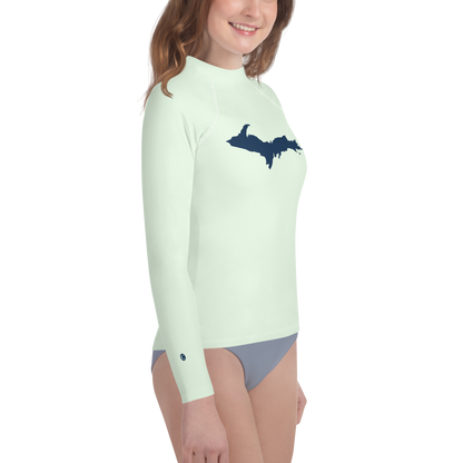 Michigan Upper Peninsula Rash Guard (w/ UP Outline) | Youth - Dew Green