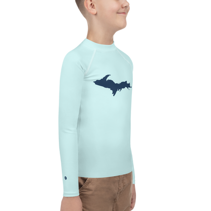 Michigan Upper Peninsula Rash Guard (w/ UP Outline) | Youth - Cyan