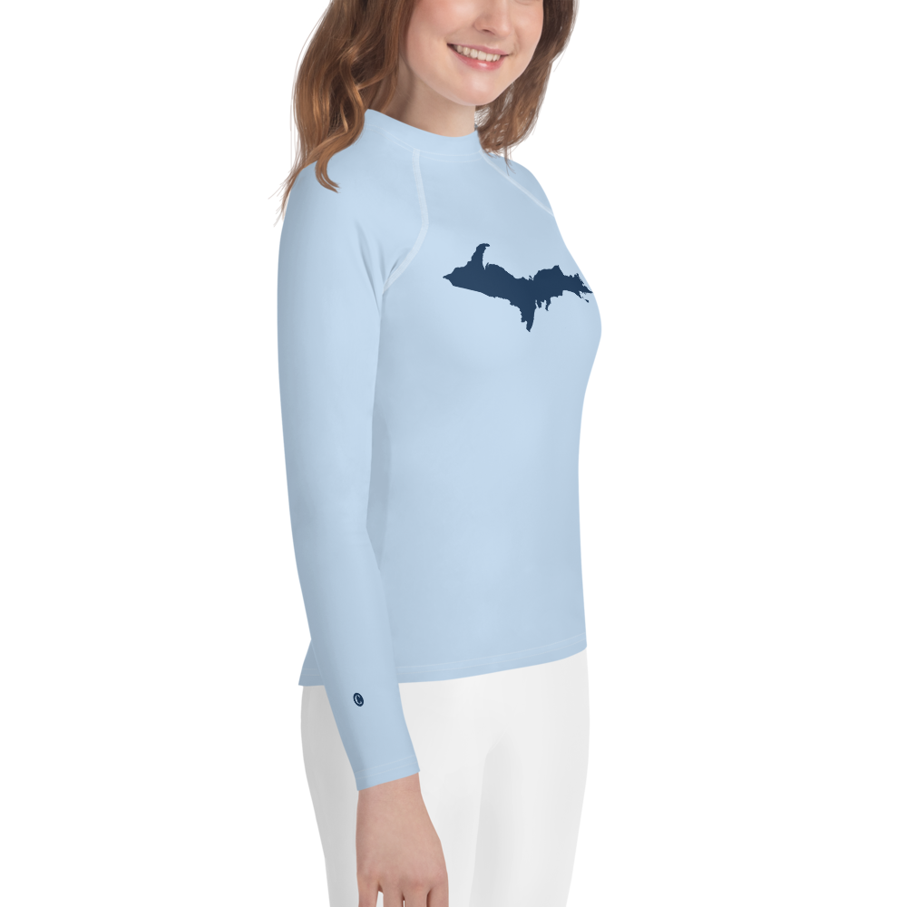 Michigan Upper Peninsula Rash Guard (w/ UP Outline) | Youth - Light Blue