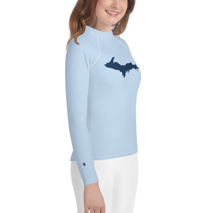 Michigan Upper Peninsula Rash Guard (w/ UP Outline) | Youth - Light Blue