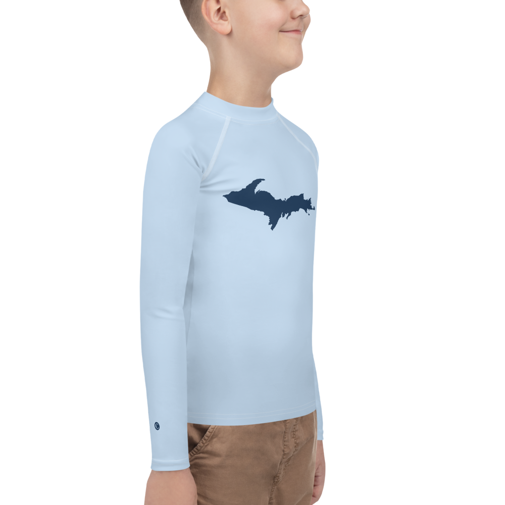 Michigan Upper Peninsula Rash Guard (w/ UP Outline) | Youth - Light Blue