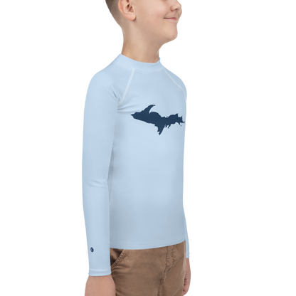 Michigan Upper Peninsula Rash Guard (w/ UP Outline) | Youth - Light Blue