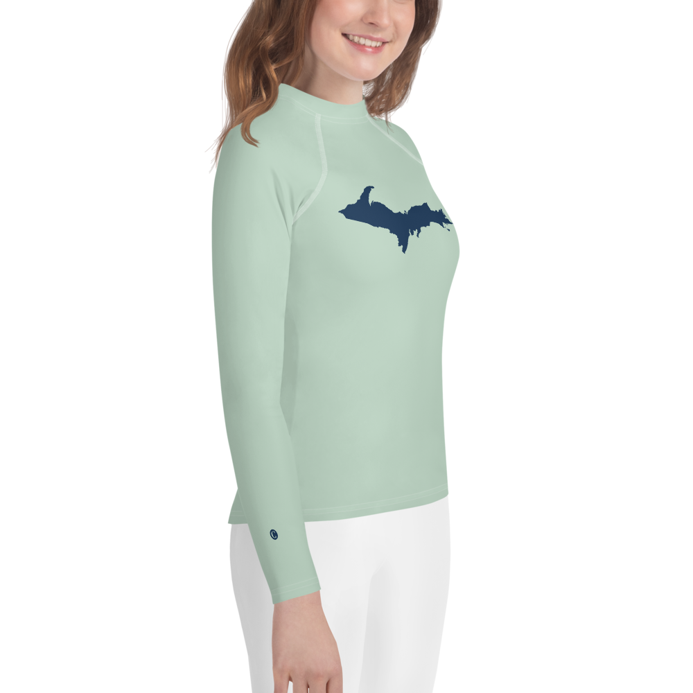 Michigan Upper Peninsula Rash Guard (w/ UP Outline) | Youth - Sea Green