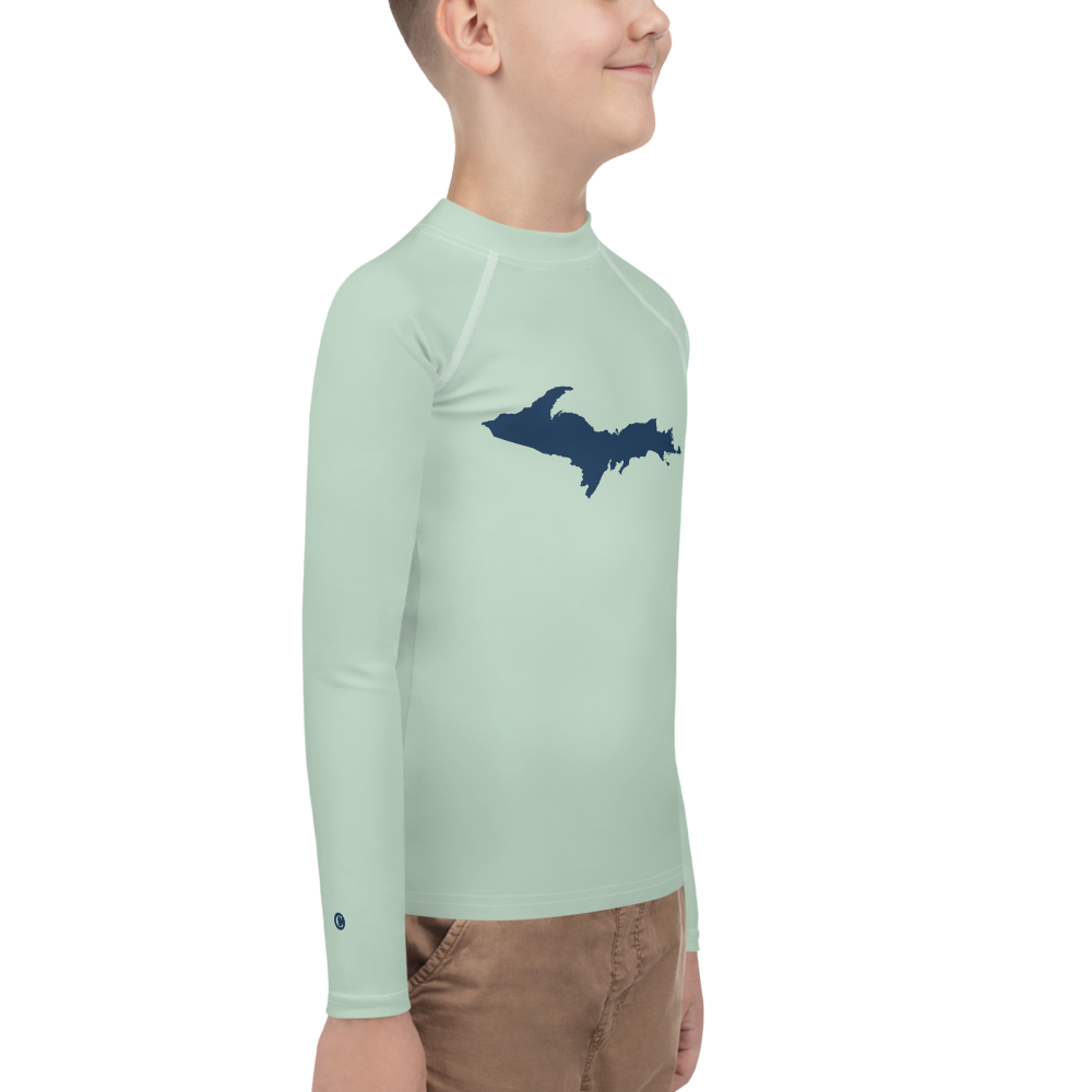 Michigan Upper Peninsula Rash Guard (w/ UP Outline) | Youth - Sea Green