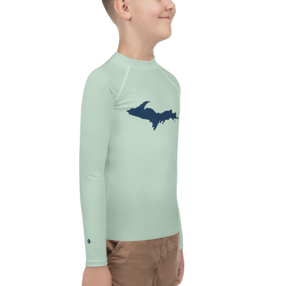 Michigan Upper Peninsula Rash Guard (w/ UP Outline) | Youth - Sea Green