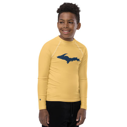 Michigan Upper Peninsula Rash Guard (w/ UP Outline) | Youth - Citrine