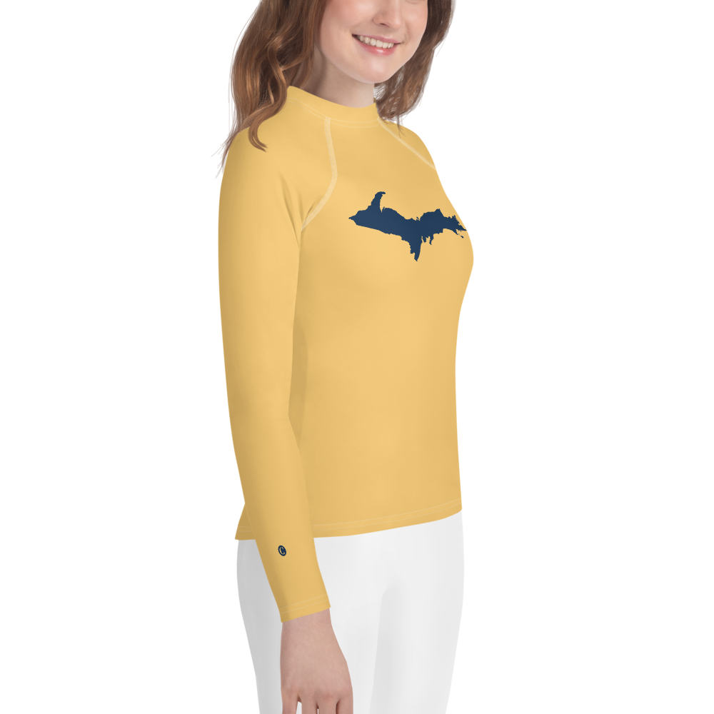 Michigan Upper Peninsula Rash Guard (w/ UP Outline) | Youth - Citrine