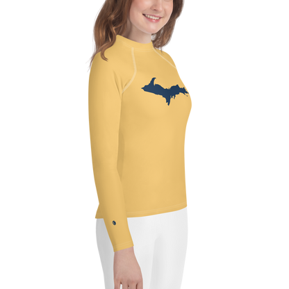 Michigan Upper Peninsula Rash Guard (w/ UP Outline) | Youth - Citrine